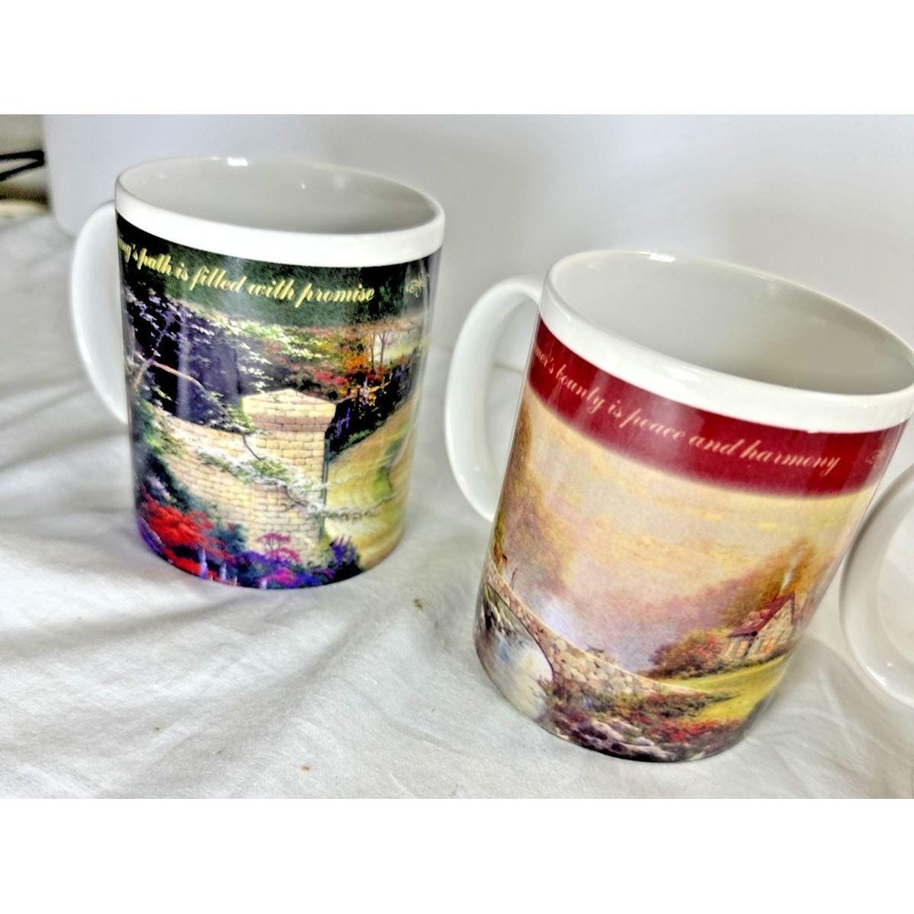 Vintage Thomas Kinkade Four Seasons Mug Set of 4 Complete Collection NOS - Picture 4 of 16